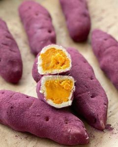 Resep Korean Sweet Potato Bread Dengan Taburan Bubuk Ubi Ungu Diatasnya