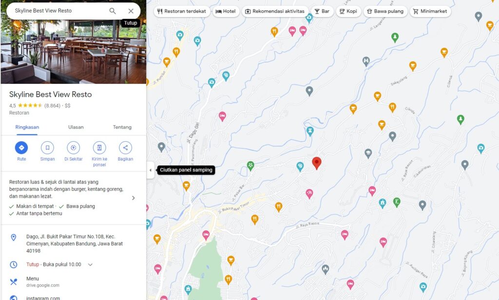 Alamat dan Rute Menuju Skyline Best View Resto