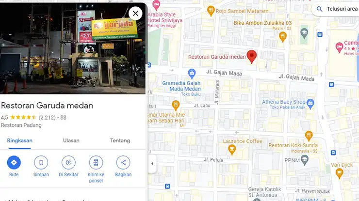 Alamat Jam Buka Restoran Garuda Medan