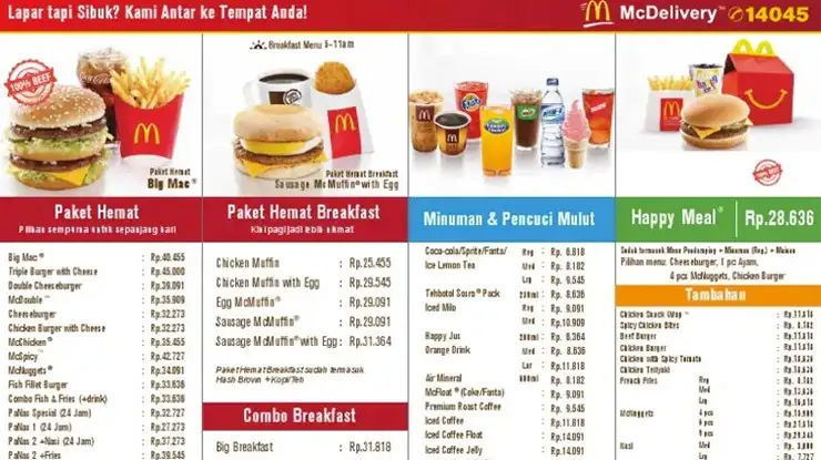 Daftar Harga Menu MCD Terbaru