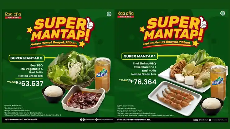 daftar menu raa cha lengkap