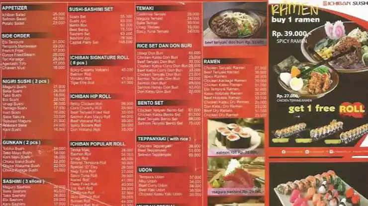 menu ichiban sushi