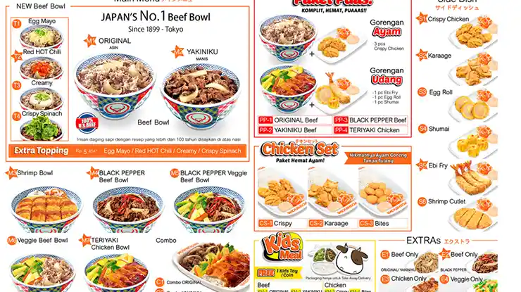 menu yoshinoya terlengkap