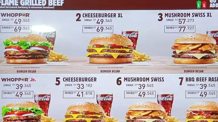 semua menu burger king