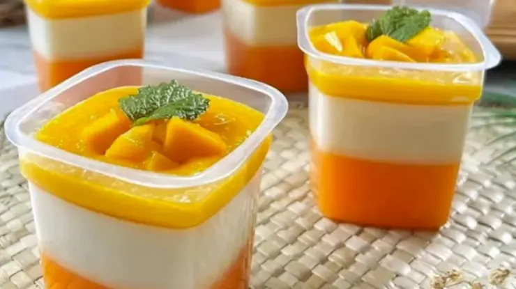 Resep Puding Mangga Nutrijell dengan Vla