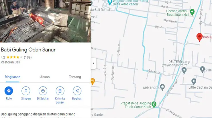 Alamat dan Nomor WA Babi Guling Odah Sanur