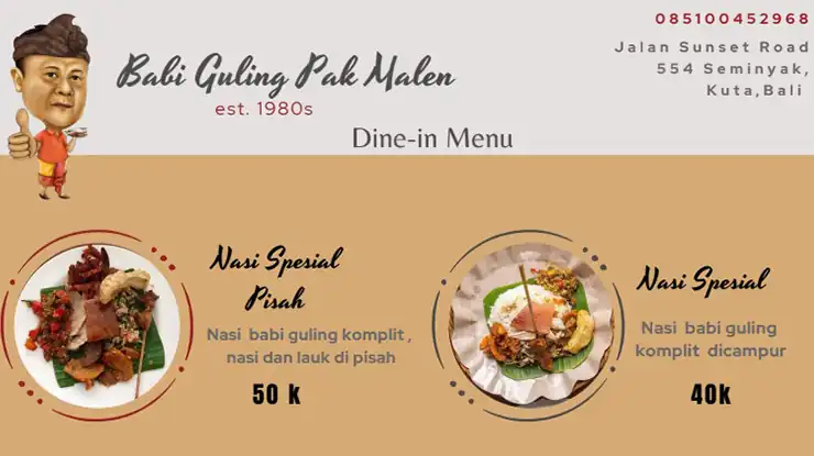 Harga Menu Babi Guling Pak Malen